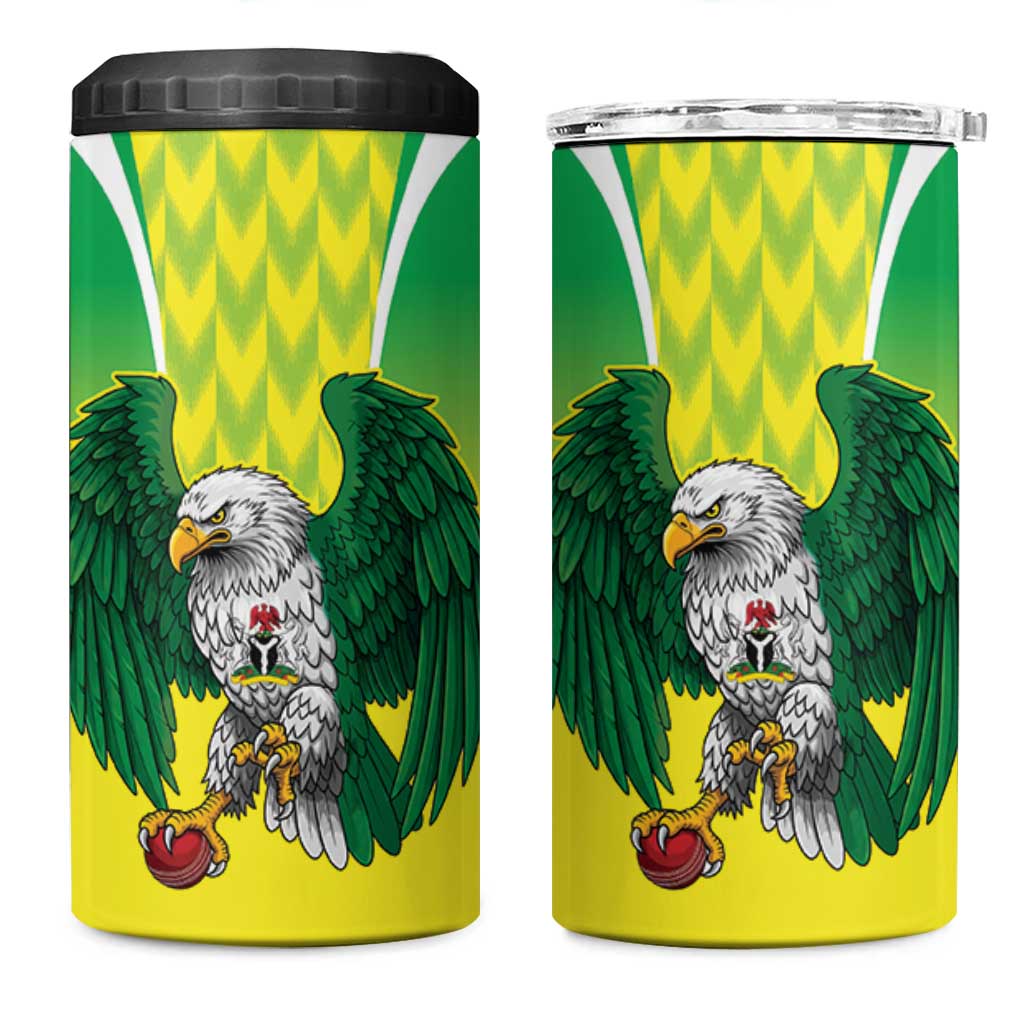 Custom Cricket African Nigeria 4 in 1 Can Cooler Tumbler Najeriya Yellow Greens Eagle - African Pride