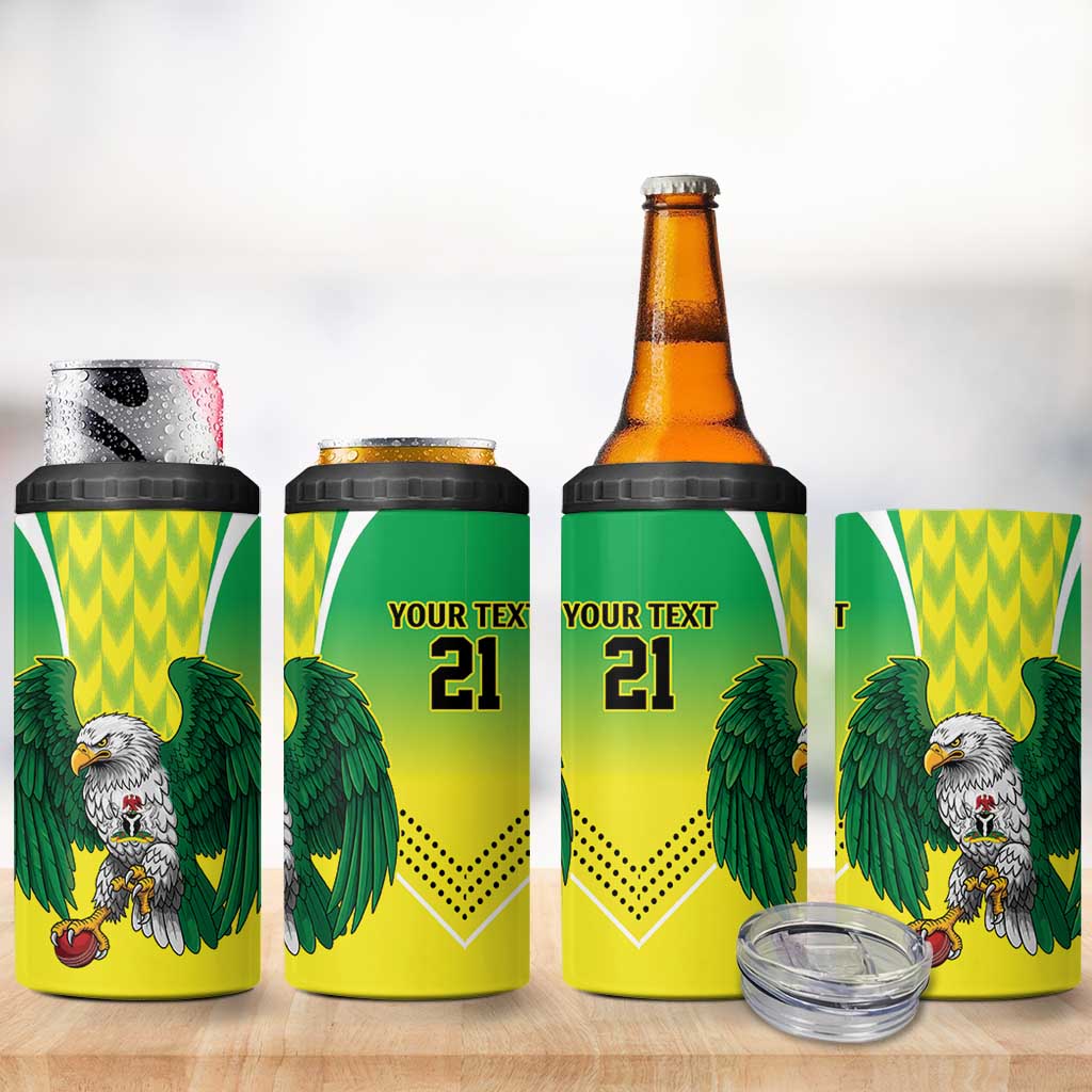Custom Cricket African Nigeria 4 in 1 Can Cooler Tumbler Najeriya Yellow Greens Eagle - African Pride