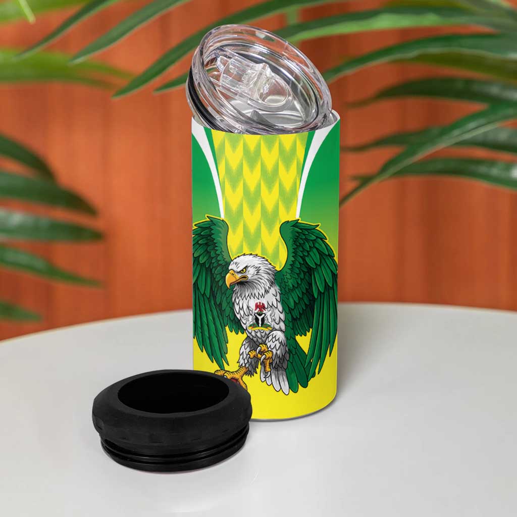 Custom Cricket African Nigeria 4 in 1 Can Cooler Tumbler Najeriya Yellow Greens Eagle - African Pride
