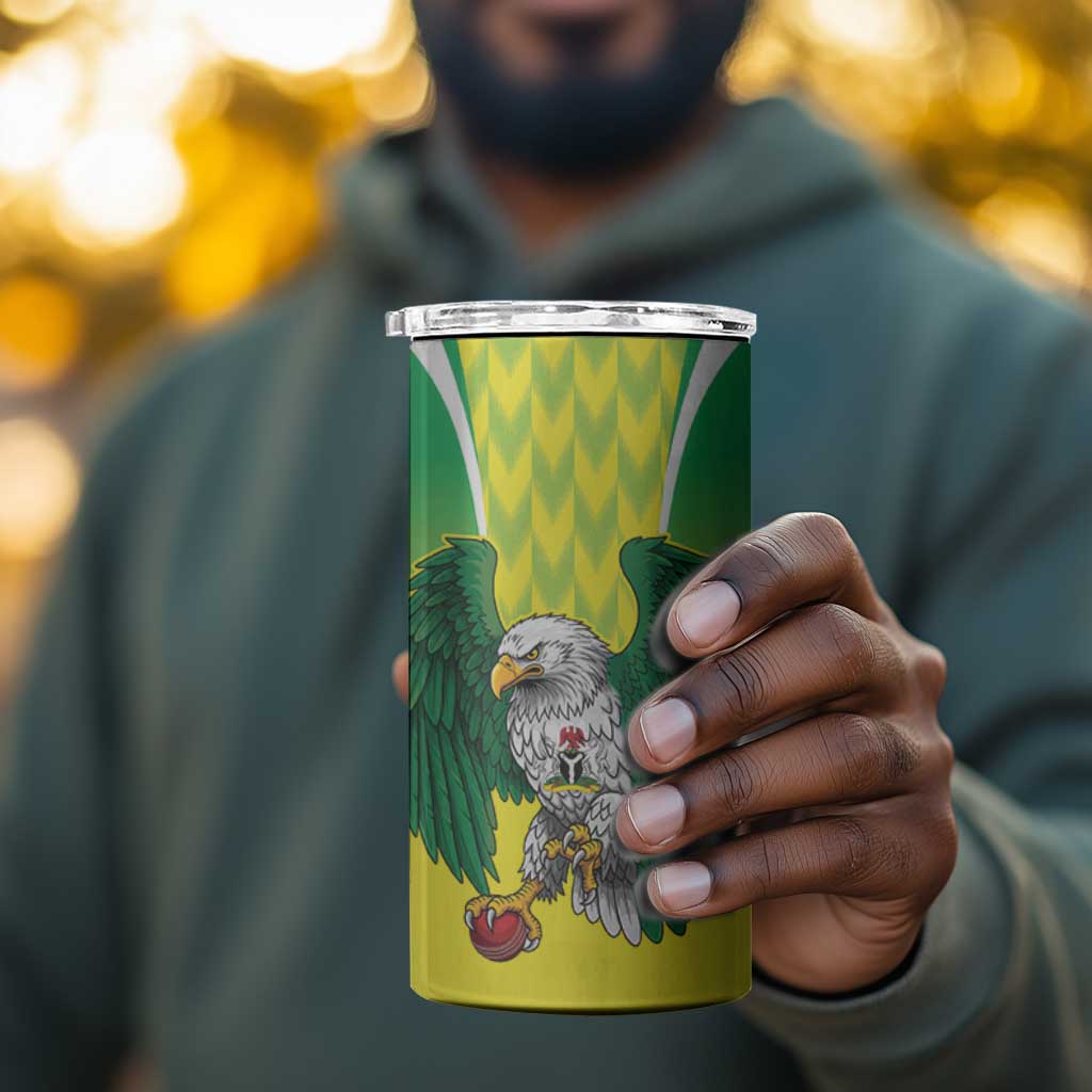 Custom Cricket African Nigeria 4 in 1 Can Cooler Tumbler Najeriya Yellow Greens Eagle - African Pride