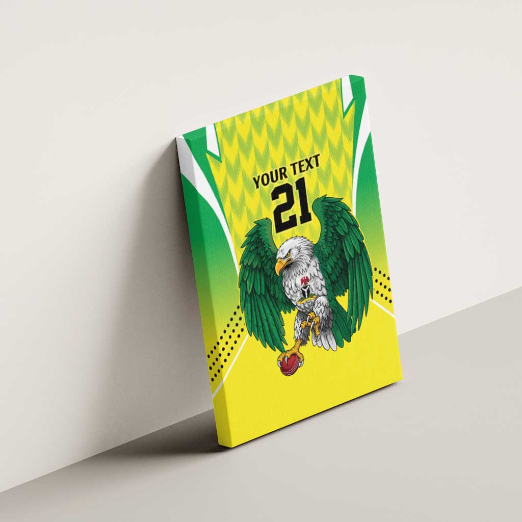 Custom Cricket African Nigeria Canvas Wall Art Najeriya Yellow Greens Eagle - African Pride