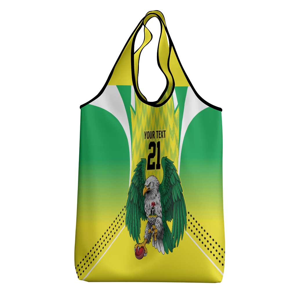 Custom Cricket African Nigeria Grocery Bag Najeriya Yellow Greens Eagle - African Pride