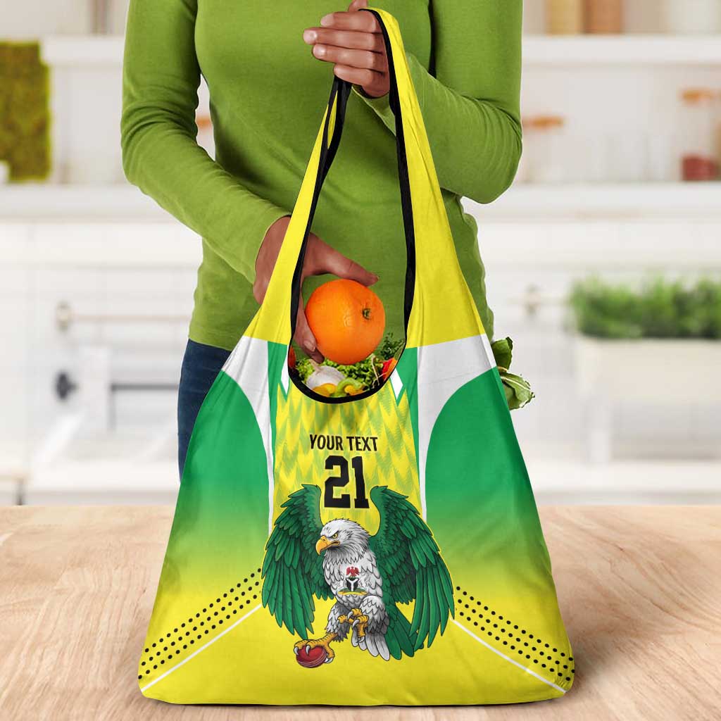 Custom Cricket African Nigeria Grocery Bag Najeriya Yellow Greens Eagle - African Pride