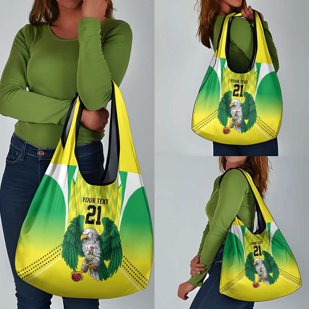 Custom Cricket African Nigeria Grocery Bag Najeriya Yellow Greens Eagle - African Pride