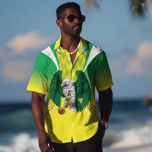 Custom Cricket African Nigeria Hawaiian Shirt Najeriya Yellow Greens Eagle - African Pride