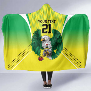 Custom Cricket African Nigeria Hooded Blanket Najeriya Yellow Greens Eagle - African Pride