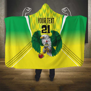 Custom Cricket African Nigeria Hooded Blanket Najeriya Yellow Greens Eagle - African Pride