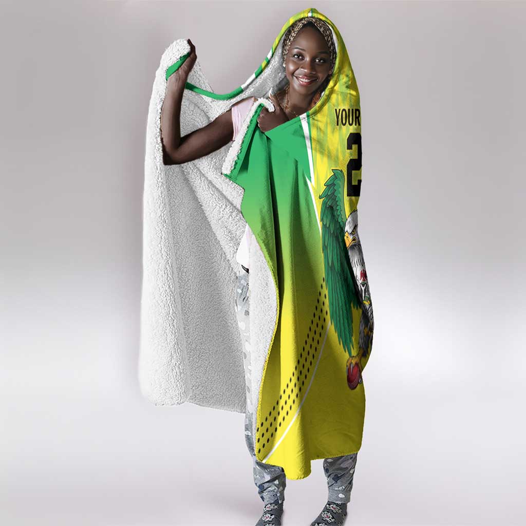 Custom Cricket African Nigeria Hooded Blanket Najeriya Yellow Greens Eagle - African Pride