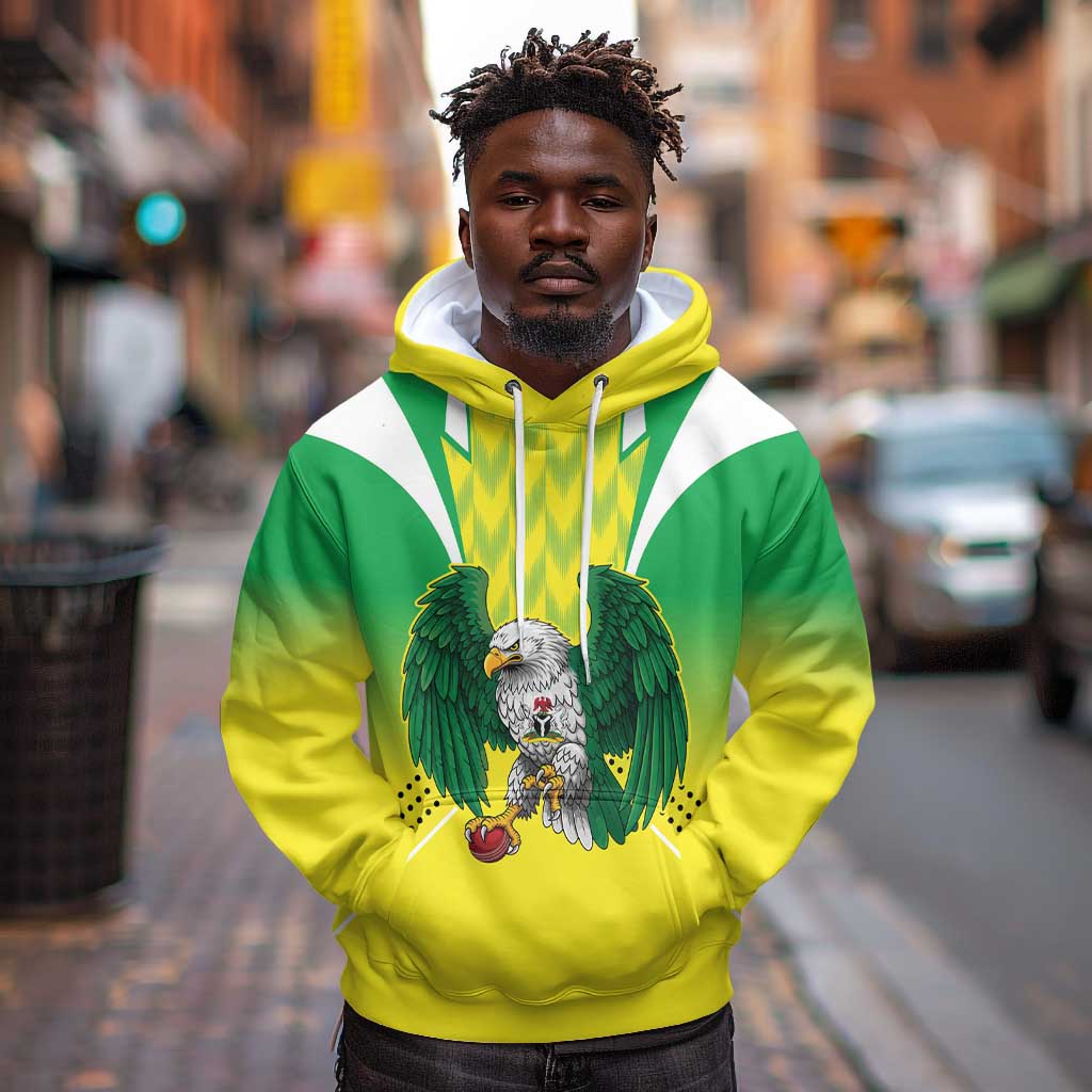 Custom Cricket African Nigeria Hoodie Najeriya Yellow Greens Eagle - African Pride