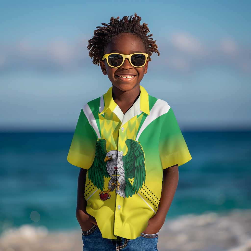 Custom Cricket African Nigeria Kid Hawaiian Shirt Najeriya Yellow Greens Eagle - African Pride