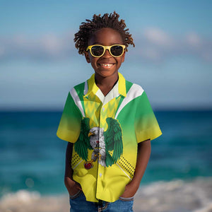 Custom Cricket African Nigeria Kid Hawaiian Shirt Najeriya Yellow Greens Eagle - African Pride
