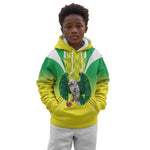 Custom Cricket African Nigeria Kid Hoodie Najeriya Yellow Greens Eagle - African Pride