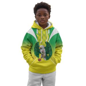 Custom Cricket African Nigeria Kid Hoodie Najeriya Yellow Greens Eagle - African Pride
