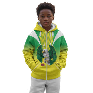 Custom Cricket African Nigeria Kid Hoodie Najeriya Yellow Greens Eagle - African Pride