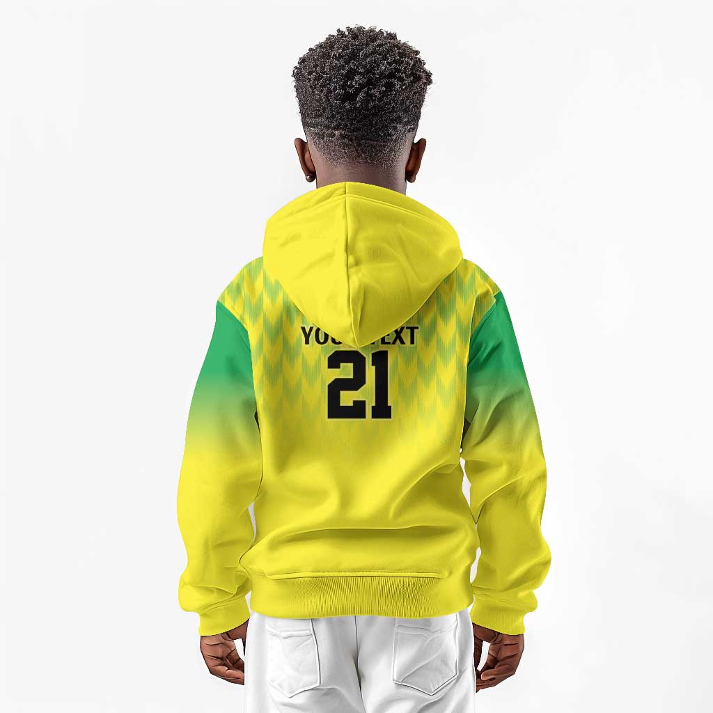 Custom Cricket African Nigeria Kid Hoodie Najeriya Yellow Greens Eagle - African Pride