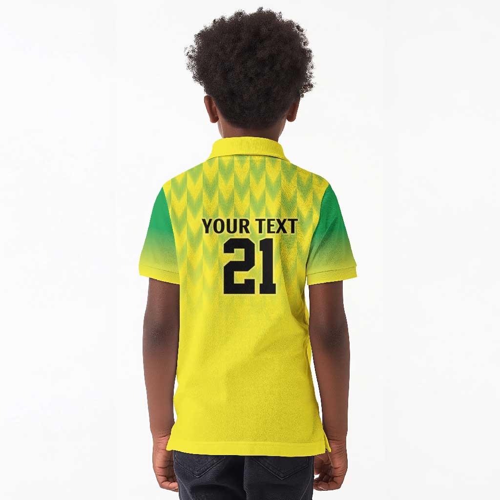 Custom Cricket African Nigeria Kid Polo Shirt Najeriya Yellow Greens Eagle - African Pride