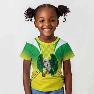 Custom Cricket African Nigeria Kid T shirt Najeriya Yellow Greens Eagle - African Pride