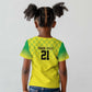 Custom Cricket African Nigeria Kid T shirt Najeriya Yellow Greens Eagle - African Pride