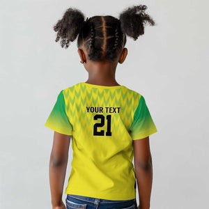 Custom Cricket African Nigeria Kid T shirt Najeriya Yellow Greens Eagle - African Pride