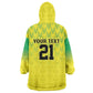 Custom Cricket African Nigeria Kid Wearable Blanket Hoodie Najeriya Yellow Greens Eagle - African Pride