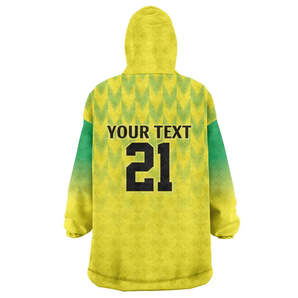 Custom Cricket African Nigeria Kid Wearable Blanket Hoodie Najeriya Yellow Greens Eagle - African Pride
