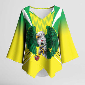 Custom Cricket African Nigeria Kimono Sleeve Blouse Najeriya Yellow Greens Eagle