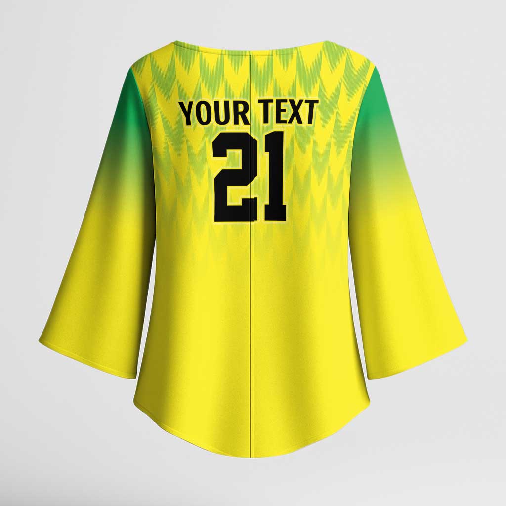 Custom Cricket African Nigeria Kimono Sleeve Blouse Najeriya Yellow Greens Eagle
