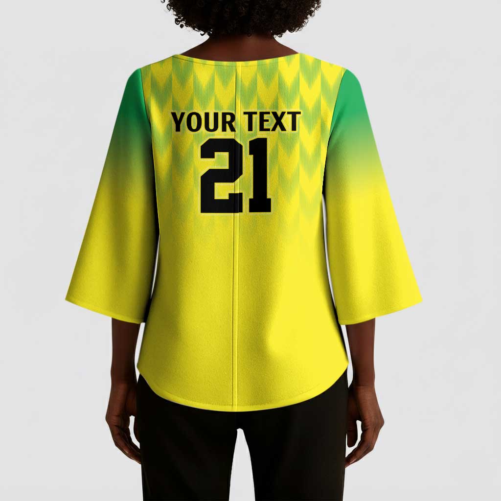 Custom Cricket African Nigeria Kimono Sleeve Blouse Najeriya Yellow Greens Eagle