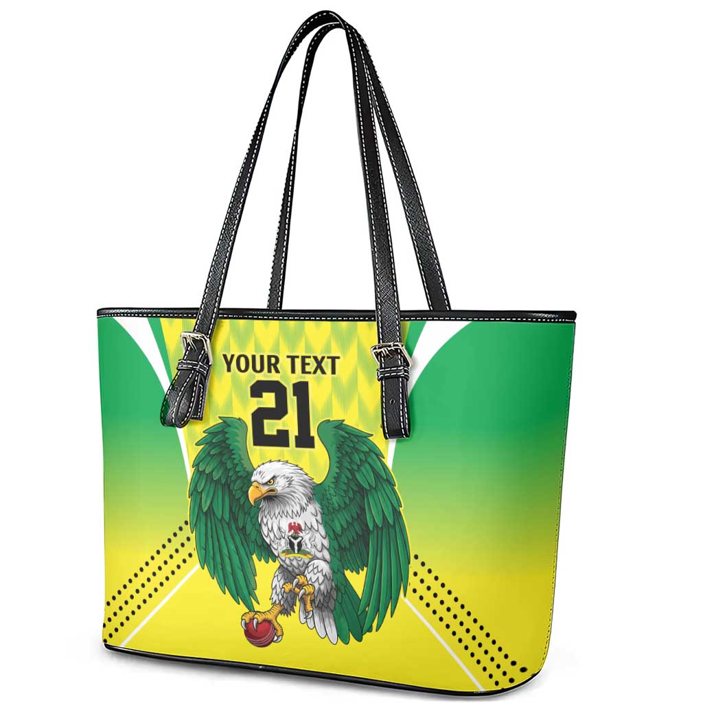 Custom Cricket African Nigeria Leather Tote Bag Najeriya Yellow Greens Eagle - African Pride