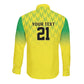 Custom Cricket African Nigeria Long Sleeve Button Shirt Najeriya Yellow Greens Eagle - African Pride