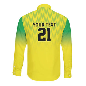 Custom Cricket African Nigeria Long Sleeve Button Shirt Najeriya Yellow Greens Eagle - African Pride