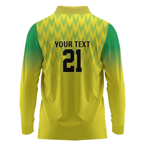 Custom Cricket African Nigeria Long Sleeve Polo Shirt Najeriya Yellow Greens Eagle - African Pride