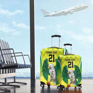 Custom Cricket African Nigeria Luggage Cover Najeriya Yellow Greens Eagle - African Pride