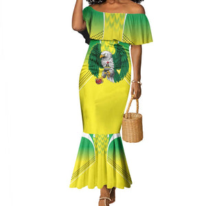 Custom Cricket African Nigeria Mermaid Dress Najeriya Yellow Greens Eagle - African Pride