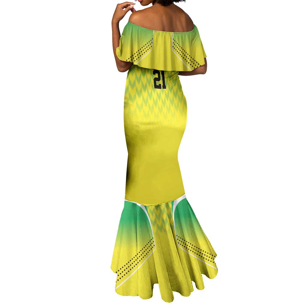 Custom Cricket African Nigeria Mermaid Dress Najeriya Yellow Greens Eagle - African Pride