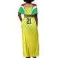 Custom Cricket African Nigeria Off Shoulder Maxi Dress Najeriya Yellow Greens Eagle - African Pride