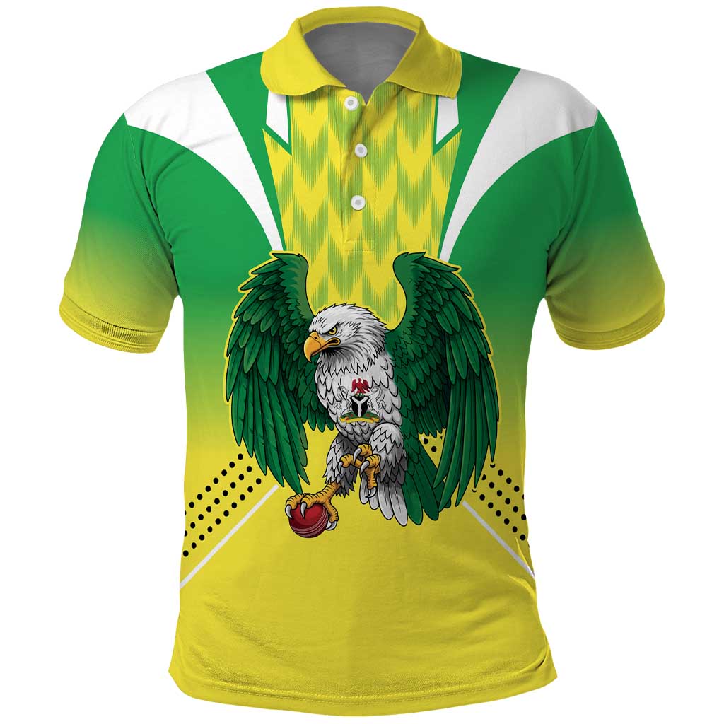 Custom Cricket African Nigeria Polo Shirt Najeriya Yellow Greens Eagle - African Pride