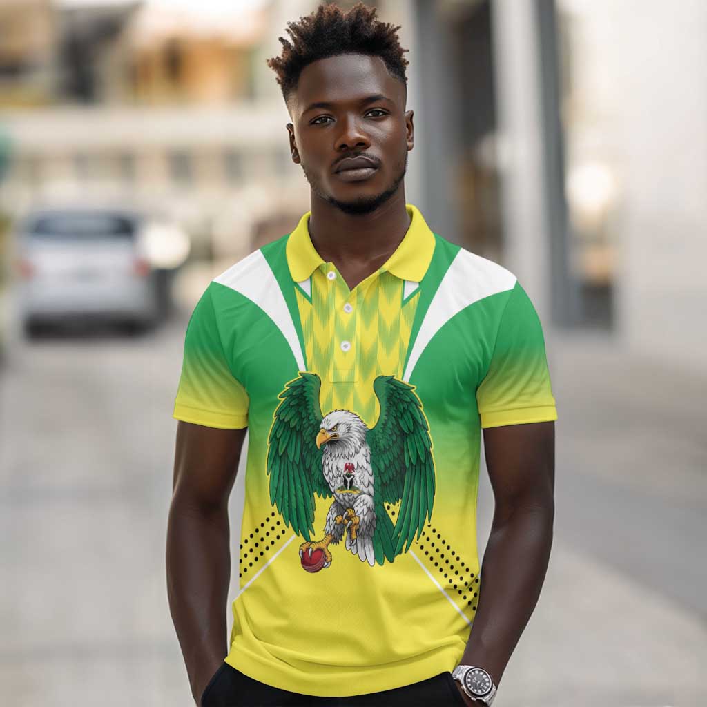 Custom Cricket African Nigeria Polo Shirt Najeriya Yellow Greens Eagle - African Pride