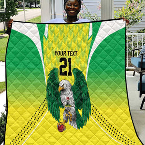 Custom Cricket African Nigeria Quilt Najeriya Yellow Greens Eagle - African Pride