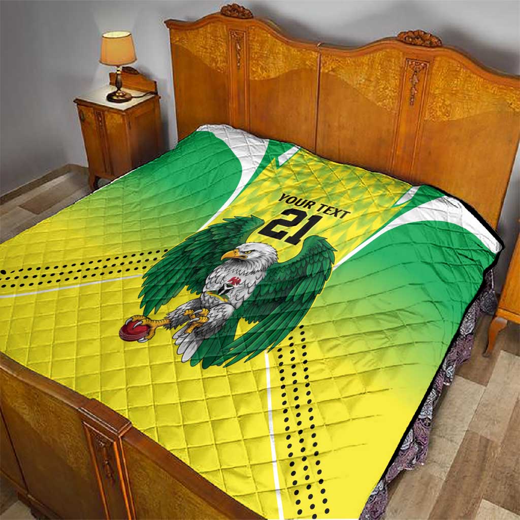 Custom Cricket African Nigeria Quilt Najeriya Yellow Greens Eagle - African Pride