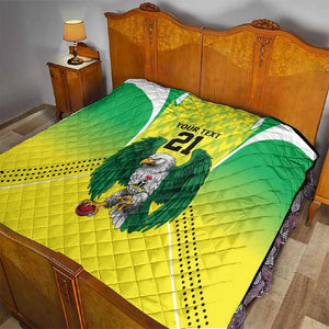 Custom Cricket African Nigeria Quilt Najeriya Yellow Greens Eagle - African Pride