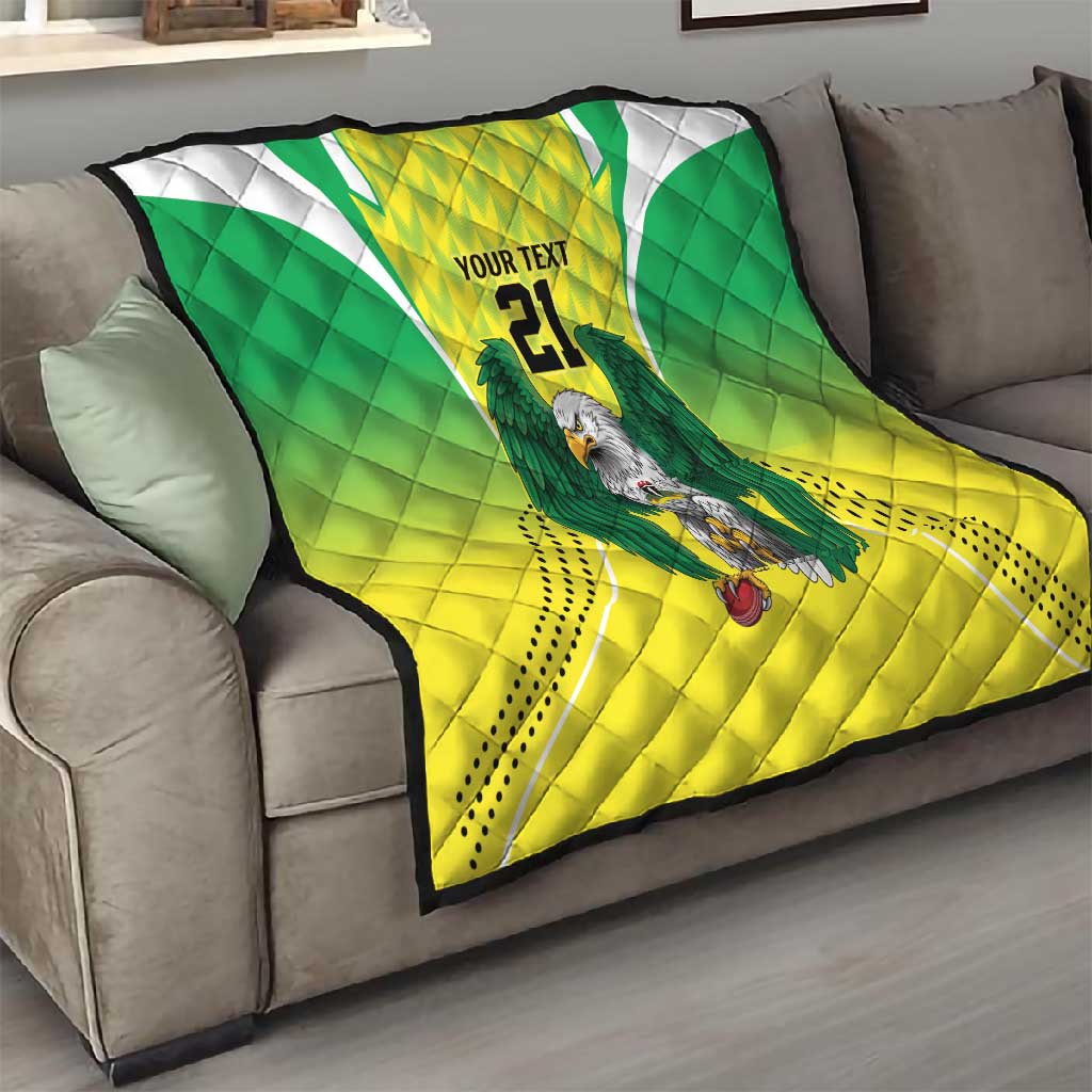 Custom Cricket African Nigeria Quilt Najeriya Yellow Greens Eagle - African Pride