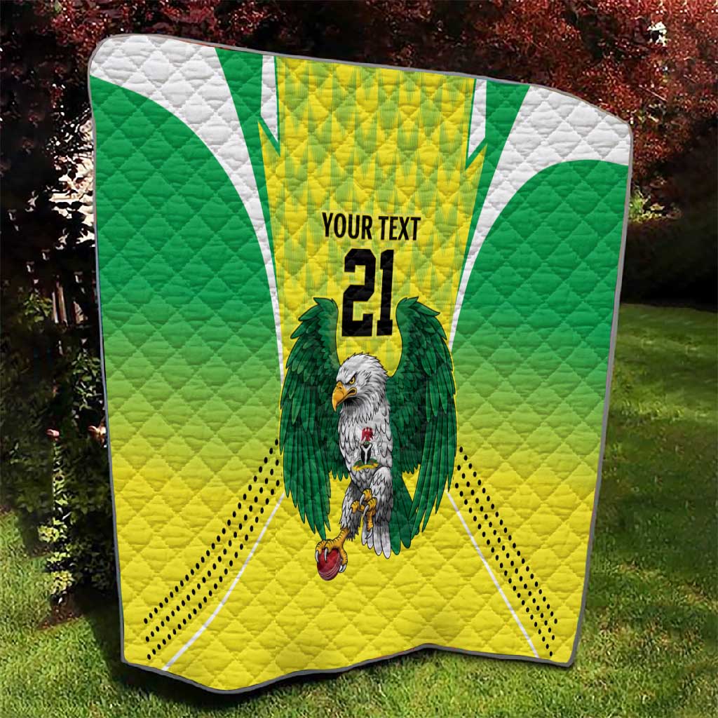 Custom Cricket African Nigeria Quilt Najeriya Yellow Greens Eagle - African Pride