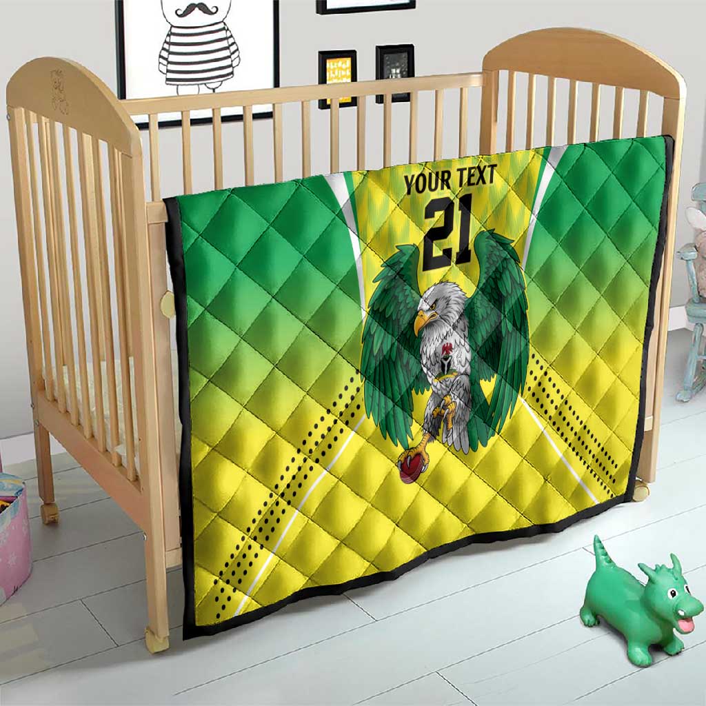 Custom Cricket African Nigeria Quilt Najeriya Yellow Greens Eagle - African Pride