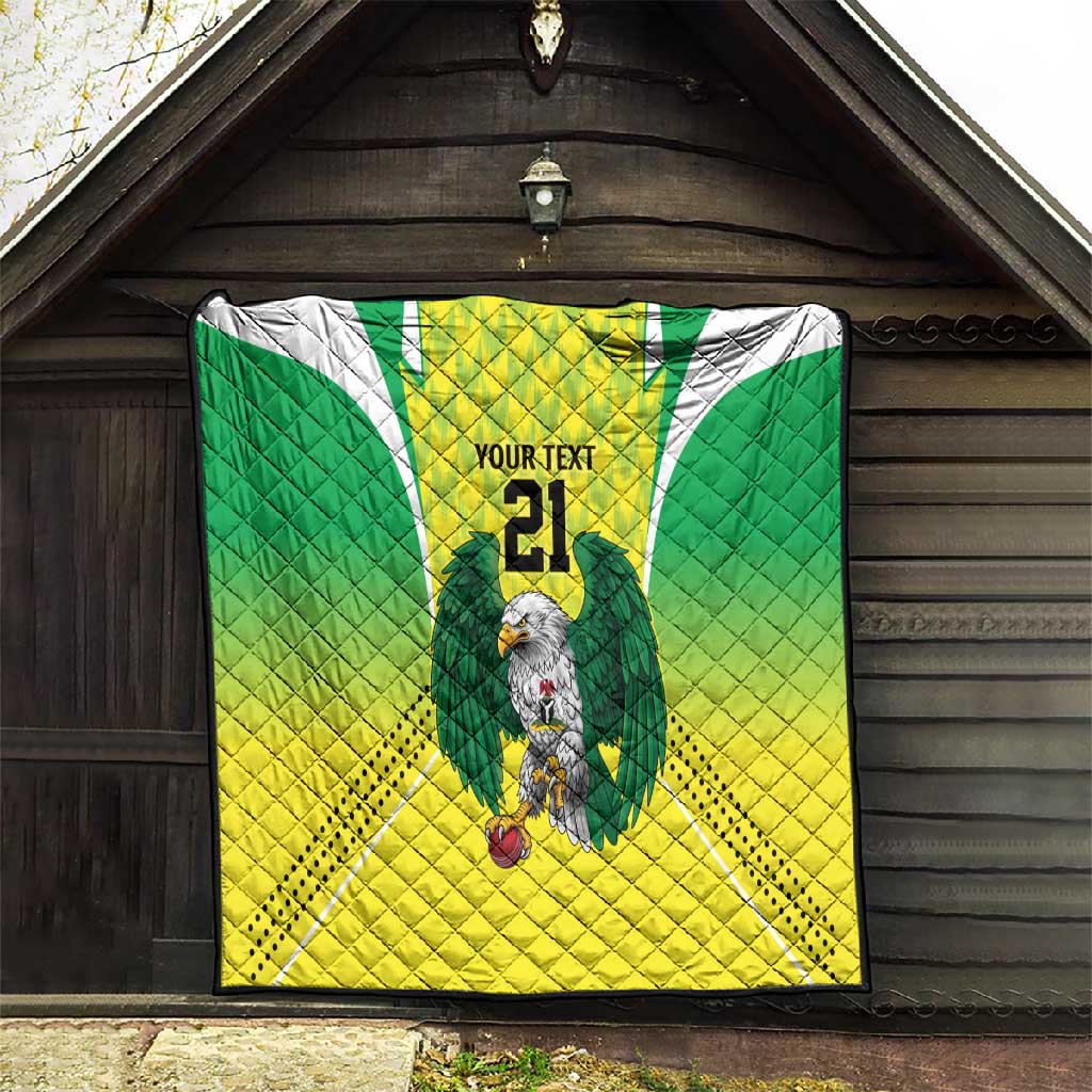 Custom Cricket African Nigeria Quilt Najeriya Yellow Greens Eagle - African Pride
