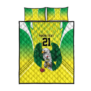 Custom Cricket African Nigeria Quilt Bed Set Najeriya Yellow Greens Eagle - African Pride