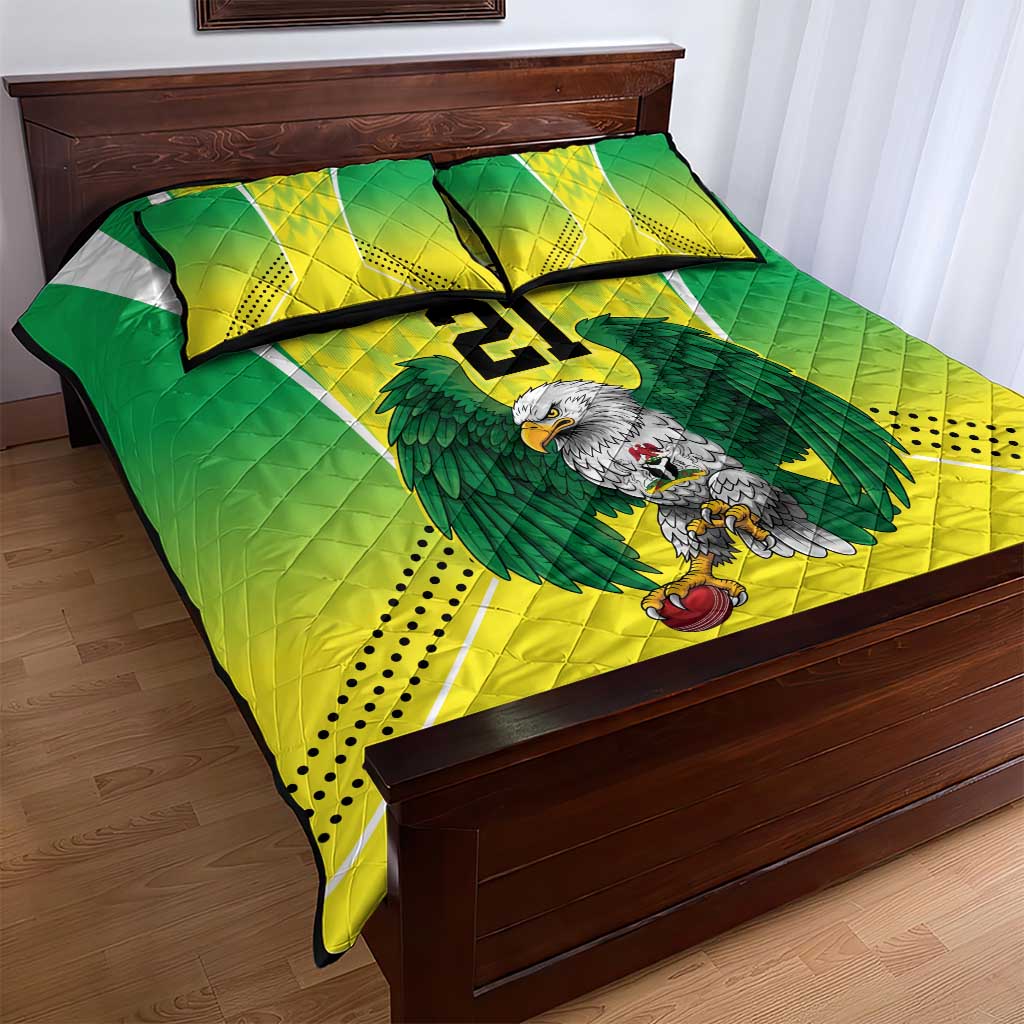 Custom Cricket African Nigeria Quilt Bed Set Najeriya Yellow Greens Eagle - African Pride