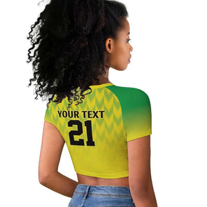 Custom Cricket African Nigeria Raglan Cropped T shirt Najeriya Yellow Greens Eagle - African Pride