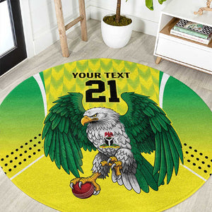 Custom Cricket African Nigeria Round Carpet Najeriya Yellow Greens Eagle - African Pride