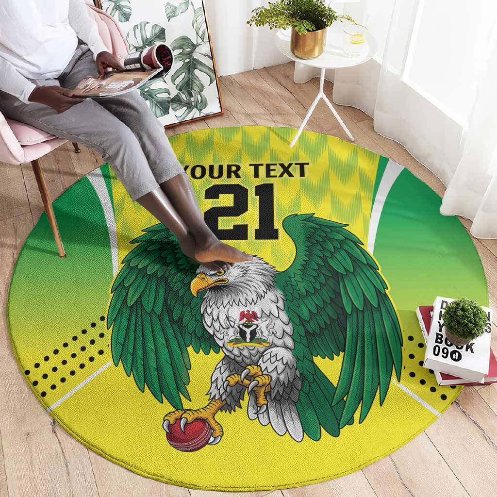 Custom Cricket African Nigeria Round Carpet Najeriya Yellow Greens Eagle - African Pride